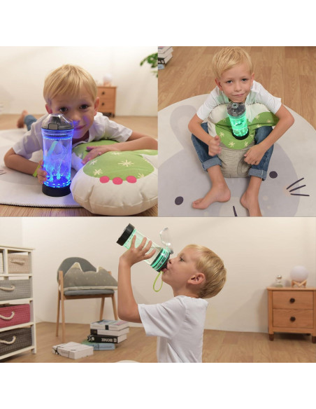 Botella de Agua OkiyiD 14 OZ para Niños con Luz LED 3D - Avián