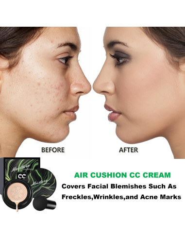 Crema CC Hidratante QIUFSSE 2PCS con Esponja Hongo Natural