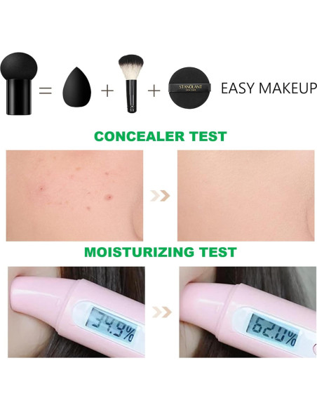 Crema CC Hidratante QIUFSSE 2PCS con Esponja Hongo Natural