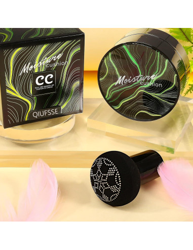 Crema CC Hidratante QIUFSSE 2PCS con Esponja Hongo Natural