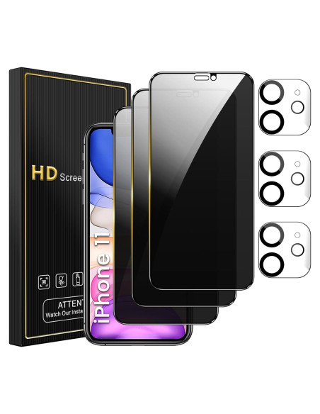 Pack 3 Protectores de Pantalla Privados y Lente iPhone 11 Pack 3 Protectores de Pantalla Privados y Lente iPhone 11
