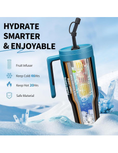Vaso Aislado VICKNIY 40 oz con Infusor de Frutas - Negro 2