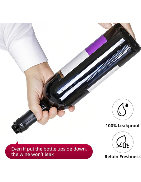 Bomba de Vino Philorn con 4 Tapones de Vacío, Negro
