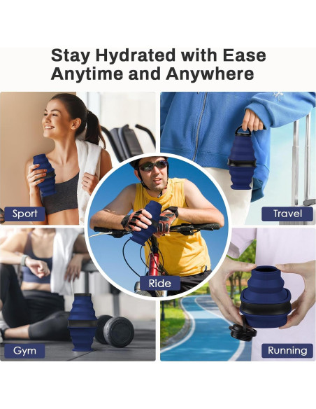 Botella de Agua Plegable Popdigito 600ml Silicona a Prueba de Fugas