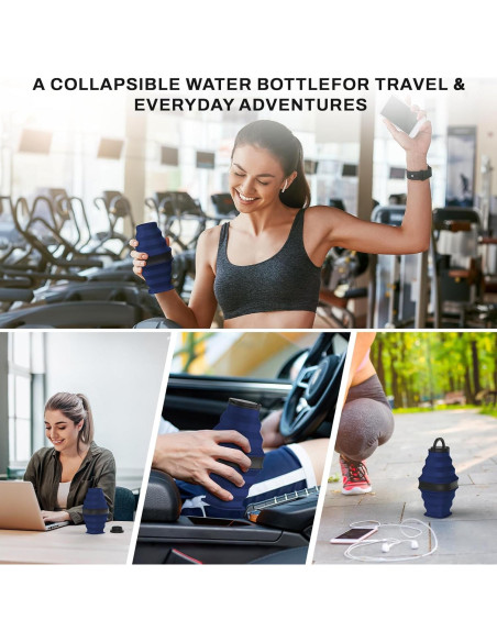 Botella de Agua Plegable Popdigito 600ml Silicona a Prueba de Fugas