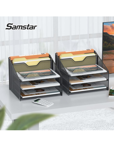 Organizador de Escritorio Samstar 2 Paquetes Malla Negro A4