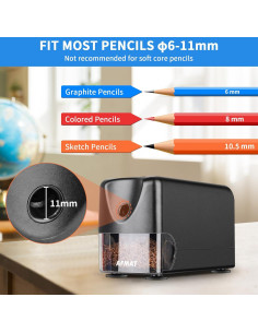 Afilador Eléctrico de Lápices AFMAT PSX3BK Automático 6-11mm 2