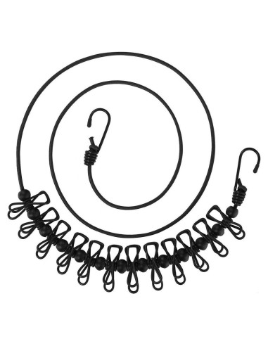 Cuerda de Ropa Portátil AIKESIWAY 1.8m Ajustable con 12 Clips