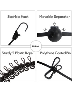 Cuerda de Ropa Portátil AIKESIWAY 1.8m Ajustable con 12 Clips 2