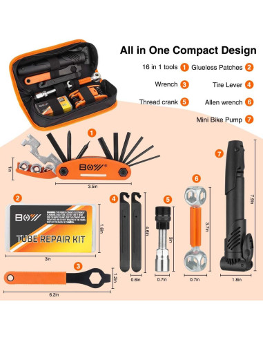 Kit de Reparación de Bicicleta XCH Robots con Bomba y Parches