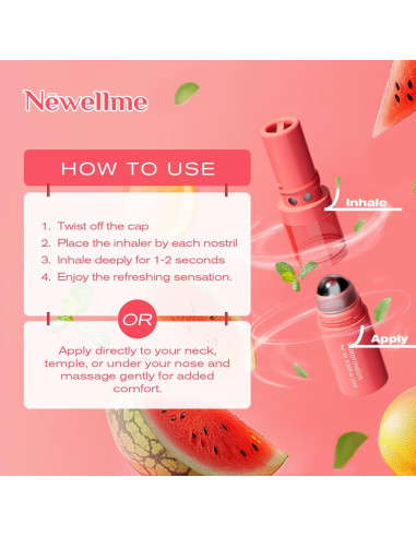 Bastón Nasal Aromaterapia NEWELLME - 3 Aromas Refrescantes