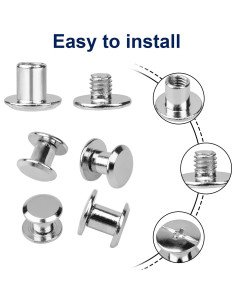 100 Tornillos Chicago para Cuero Siziviki - 5 Colores, 0.9 cm 2