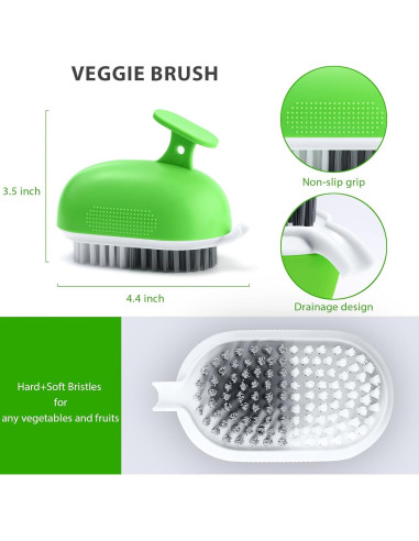 Cepillo de Verduras Lumkew Verde con Cerdas Duras y Suaves