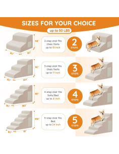 Escalones para Perros Ahpmeoa 2 Escalones Antideslizantes Beige 2