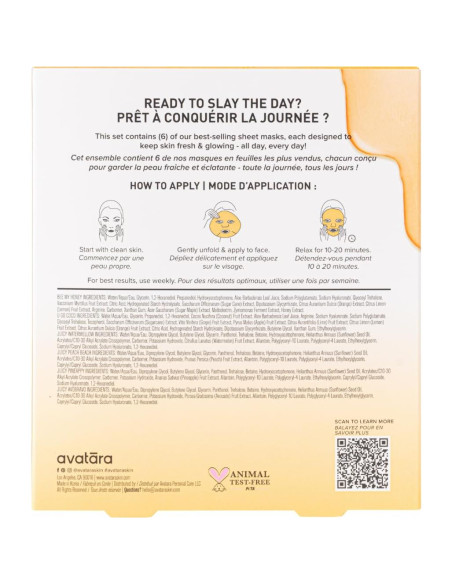 Set de 6 Máscaras Faciales Avatara - Hidratación Natural