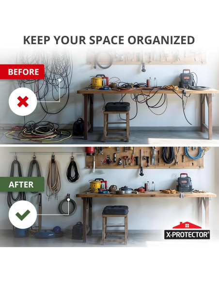 Correas de Almacenamiento X-Protector - Paquete de 3 - Soporte de Cable para Garaje
