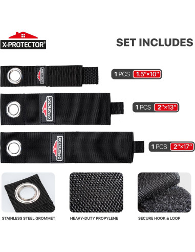 Correas de Almacenamiento X-Protector - Paquete de 3 - Soporte de Cable para Garaje