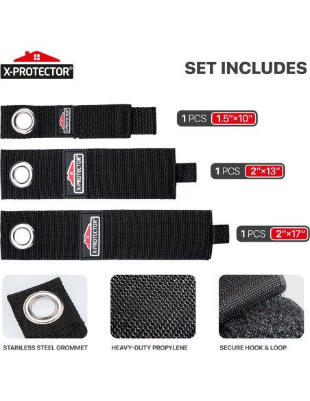 Correas de Almacenamiento X-Protector - Paquete de 3 - Soporte de Cable para Garaje