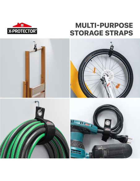 Correas de Almacenamiento X-Protector - Paquete de 3 - Soporte de Cable para Garaje