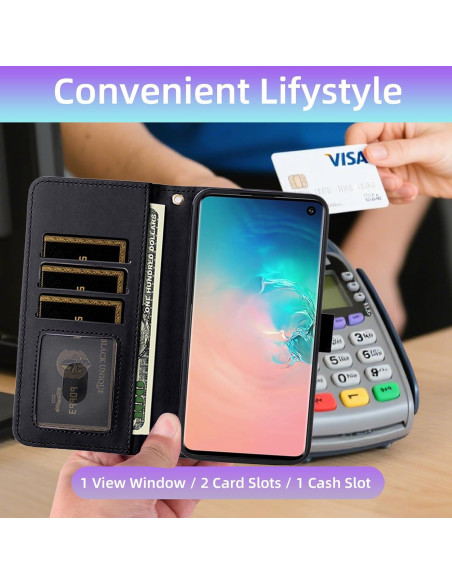 Funda billetera Furiet para Samsung Galaxy S10 - Negro, PU