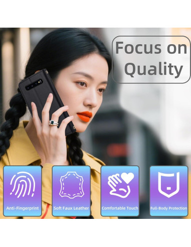 Funda billetera Furiet para Samsung Galaxy S10 - Negro, PU