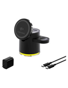 Estación de Carga Inalámbrica 4 en 1 EMCOOL Qi2 15W Negro