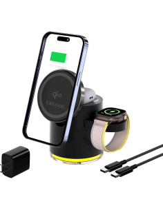 Estación de Carga Inalámbrica 4 en 1 EMCOOL Qi2 15W Negro 2