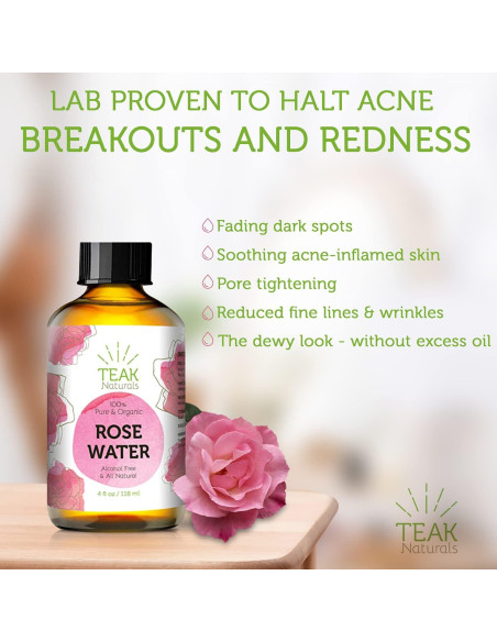 Tónico de Agua de Rosa Natural Teak Naturals 118 ml