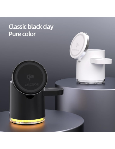Estación de Carga Inalámbrica 4 en 1 EMCOOL Qi2 15W Negro