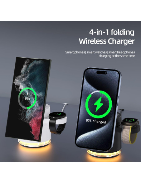 Estación de Carga Inalámbrica 4 en 1 EMCOOL Qi2 15W Negro