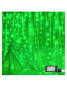 Luces de Cortina LED Verde 304 LEDs 3m x 3m 8 Modos