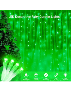 Luces de Cortina LED Verde 304 LEDs 3m x 3m 8 Modos 2