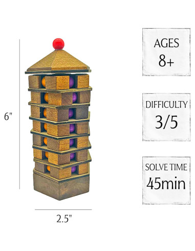 Rompecabezas 3D de Madera Proyecto Genio Pagoda China 9x7x19cm
