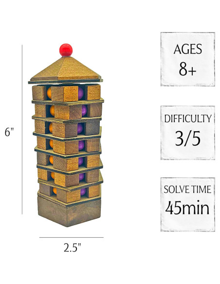 Rompecabezas 3D de Madera Proyecto Genio Pagoda China 9x7x19cm