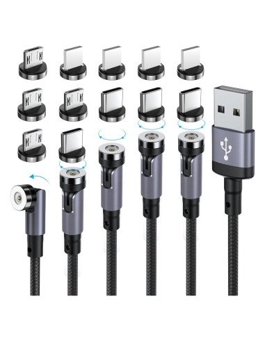 Cable de Carga Magnético 3 en 1 SUNTAIHO Negro 0.49-3m