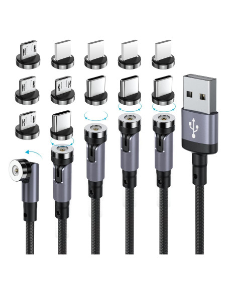 Cable de Carga Magnético 3 en 1 SUNTAIHO Negro 0.49-3m