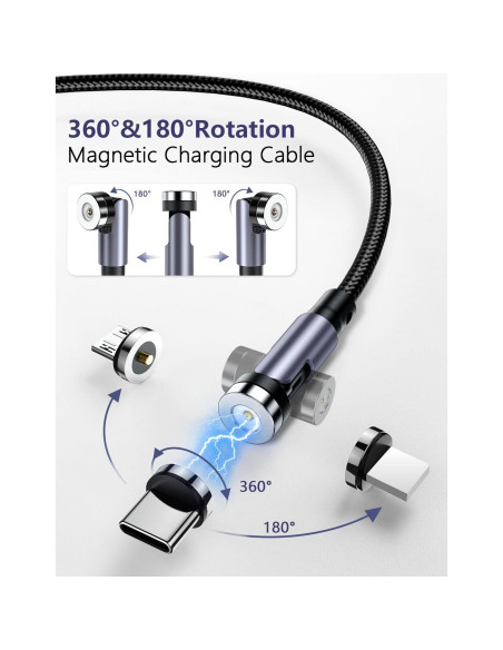 Cable de Carga Magnético 3 en 1 SUNTAIHO Negro 0.49-3m