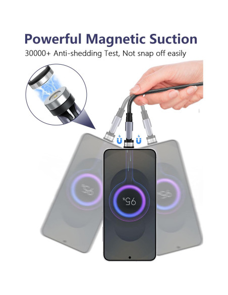 Cable de Carga Magnético 3 en 1 SUNTAIHO Negro 0.49-3m