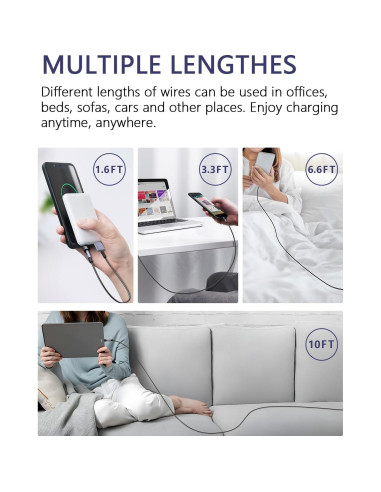 Cable de Carga Magnético 3 en 1 SUNTAIHO Negro 0.49-3m