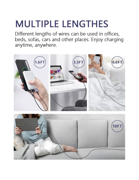 Cable de Carga Magnético 3 en 1 SUNTAIHO Negro 0.49-3m