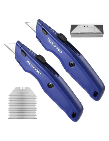 Cuchillo Utility WORKPRO Retráctil 16 cm con 10 Cuchillas