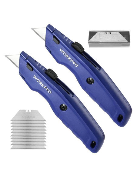 Cuchillo Utility WORKPRO Retráctil 16 cm con 10 Cuchillas