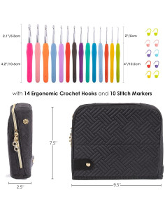 Estuche para Ganchillos MYBAGZING con 14 Ganchillos Ergonómicos 2
