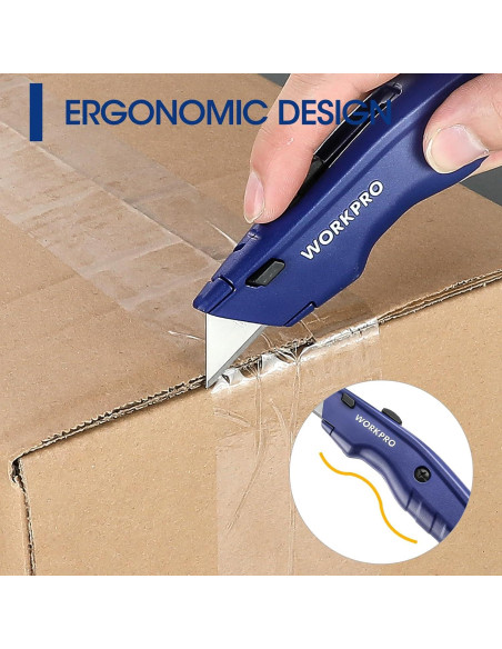 Cuchillo Utility WORKPRO Retráctil 16 cm con 10 Cuchillas