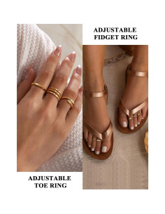 Anillos de Dedo Ajustables Besteel Oro 14K 9 Piezas CZ Mujeres 2