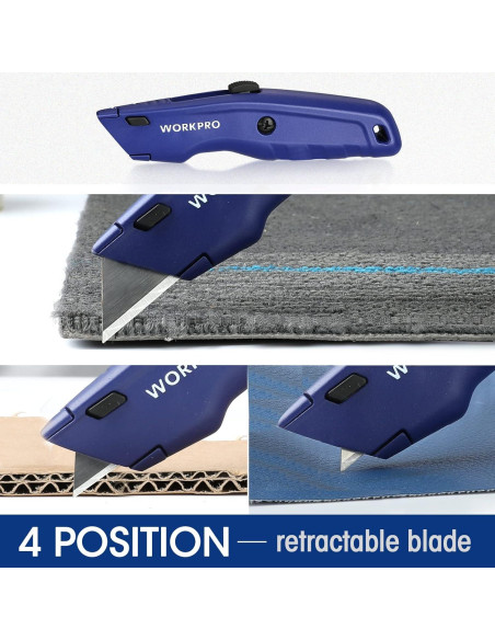 Cuchillo Utility WORKPRO Retráctil 16 cm con 10 Cuchillas