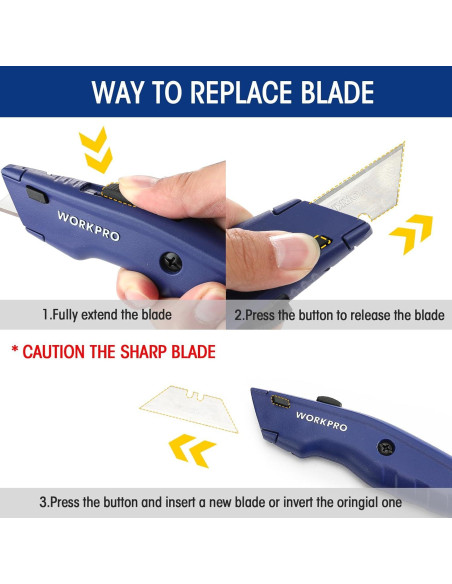 Cuchillo Utility WORKPRO Retráctil 16 cm con 10 Cuchillas
