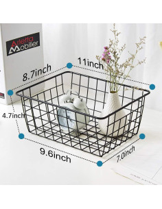 Cestas de Almacenamiento de Alambre Metalicas - Juego de 4 con Forros - Negro 2