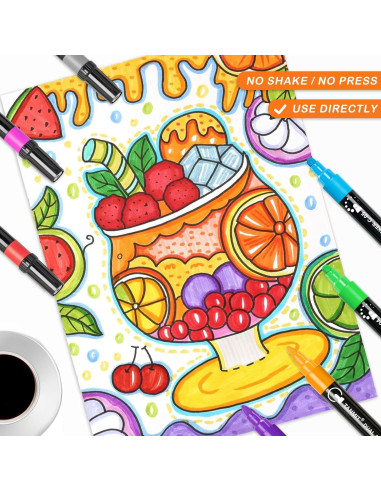 12 Marcadores Acrílicos TANMIT Doble Punta 3MM y 1MM Multicolor