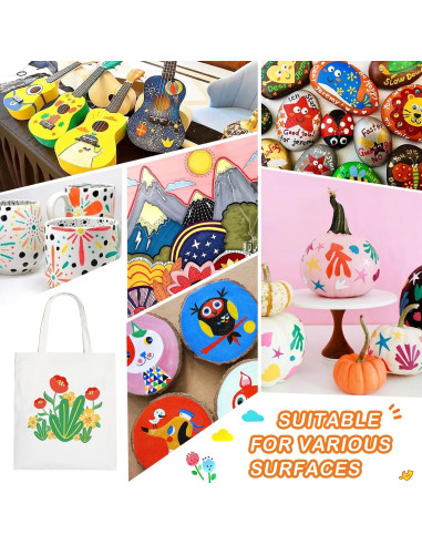 12 Marcadores Acrílicos TANMIT Doble Punta 3MM y 1MM Multicolor